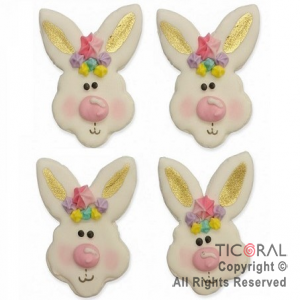 ADORNO CARA CONEJO AZUCAR DORADO x 4